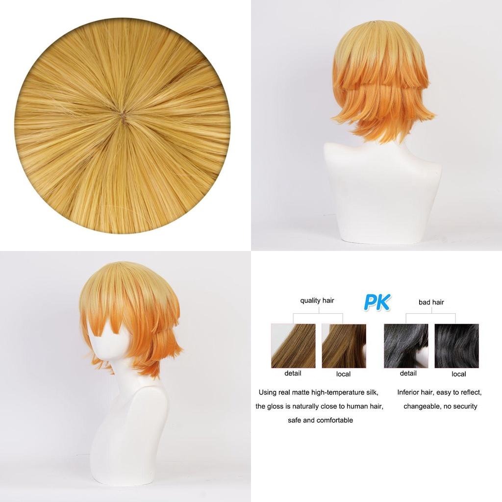 Agatsuma Zenitsu Demon Slayer Wig Heat-resistant Short Hair For Halloween