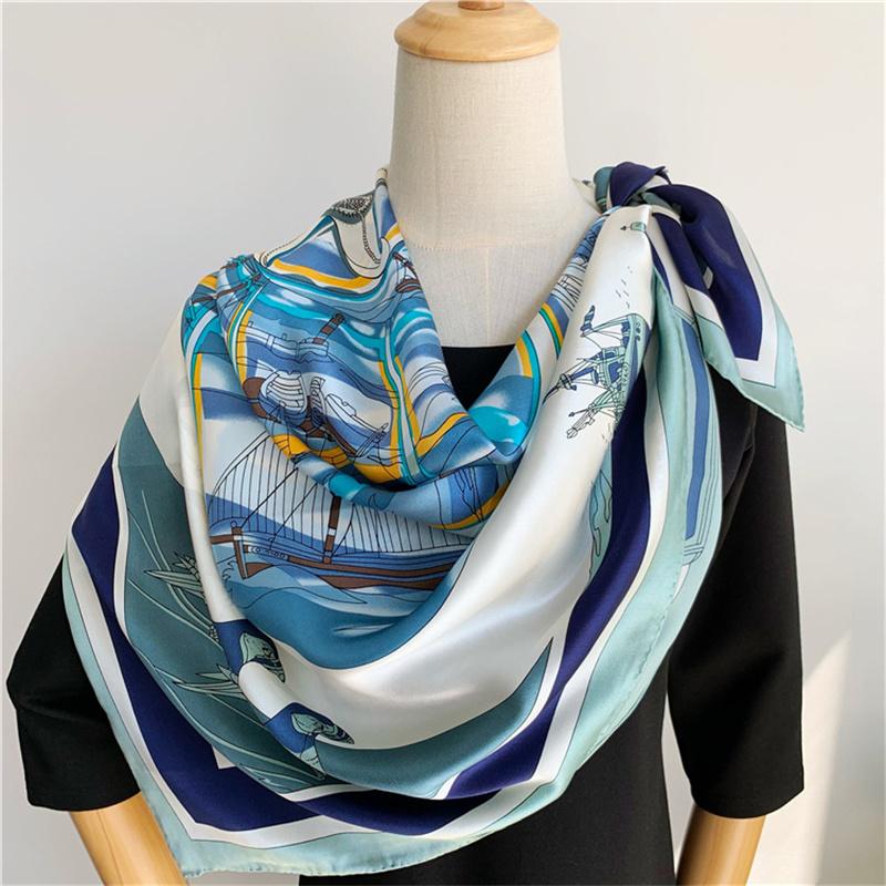 110*110 см квадратный шелковый шарф женский модный принт маленький шейный платок офисный женский пояс для волос носовой платок женский платок шаль шарф