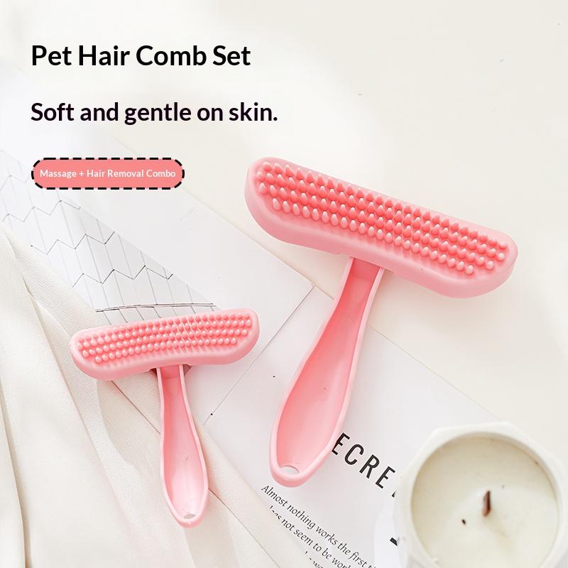 Factory Price Adjustable Ring Handle Rubber Pet Cat Dog Hair Removal Cleaning Soothing Massage Shampoo Bath Brush