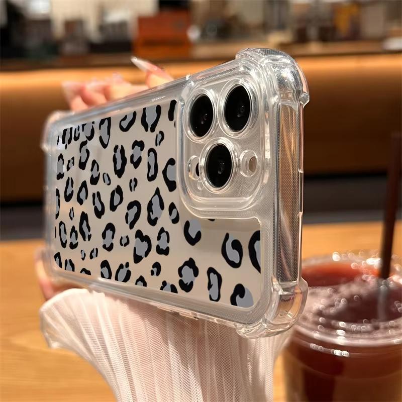 Leopard print Transparent Phone Case For iPhone 17 Pro Max 11 12 13 14 Plus 15 16 Pro 17 Air X XR XS Soft Bumper Cover