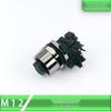 M12 Aviation Waterproof Gold-Plated Bent Pin PCB Solder Connector: Male/Female Socket, 2/3/4/5/8 Pin.
