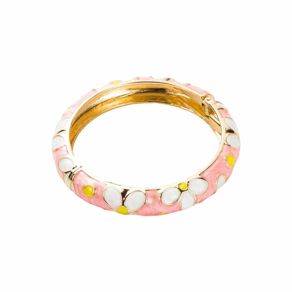 Chinese Style Enamel Flower Bangle Colorful Women's Hand Bracelet Vintage Cloisonne Bangle  Girls