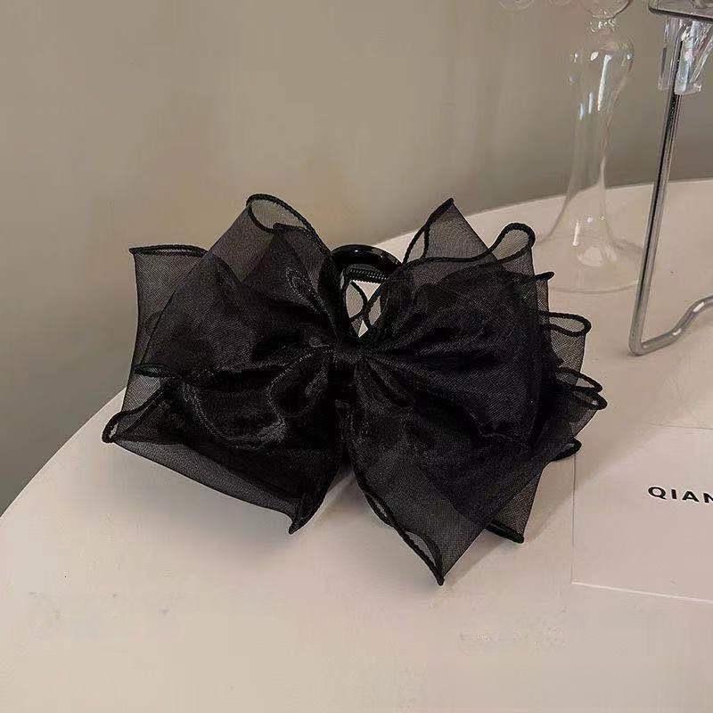 Large Feather Bow Mesh Hair Clip for Volume