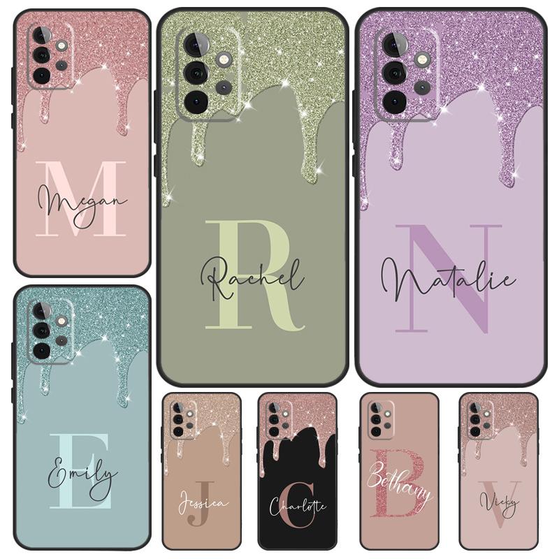 Personalised Name Slim Liquid Glitter Cover For Samsung Galaxy A34 A24 A54 A14 A52 A42 A32 A22 A12 A51 A71 A53 A33 A23 A13 Case