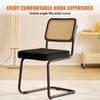 Rattan Chairs, Set of 4, Mid Century Modern Dining Chair, Upholstered Velvet Accent Chair with Rattan Back, Retro Dining Room Kitchen Chair for Living