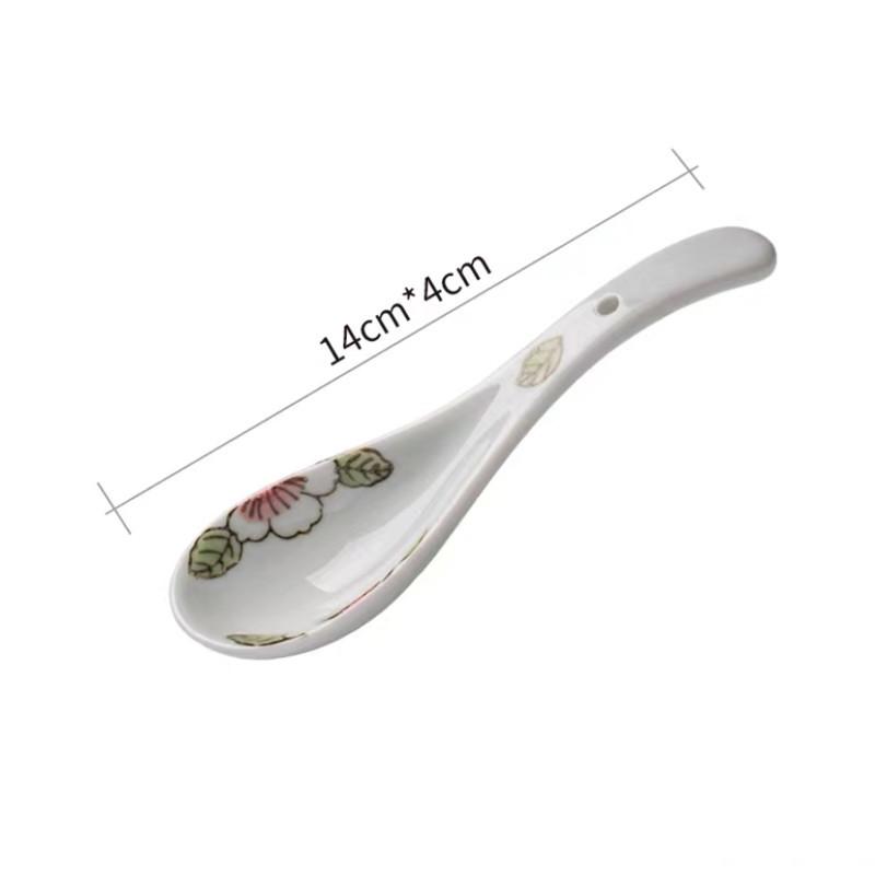 Ceramic Dessert Coffee Spoon Porcelain Soup Spoon Painted Stirring Spoon Tableware Kitchen Utensils