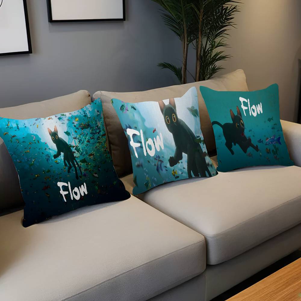 Movie F-Flow Cat Pillow Covers Cartoon Sofa Decorative Home Double-Sided Printing Short Plush Cute Cushion Cover