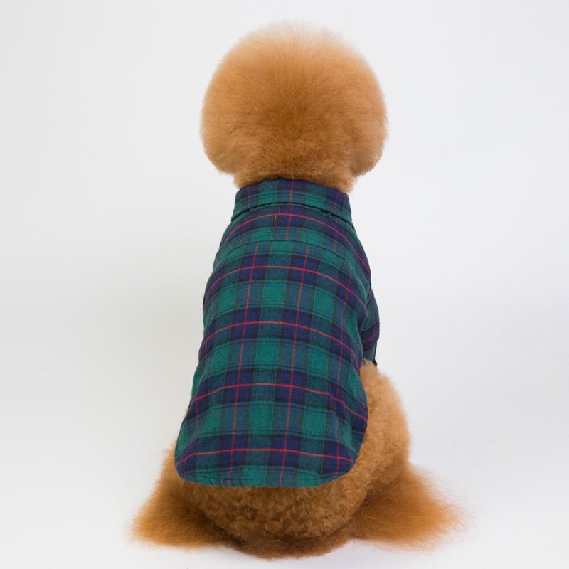 Pet Dog Shirt Plaid Cotton Two-Leg Design Teddy Pomeranian French Bulldog British Style Casual Wear