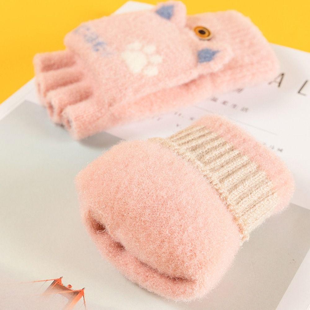 Screen Gloves Windproof Kids Knitted Gloves Autumn Winter Gloves Women Flip Gloves Outdoor Gloves