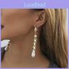 Элегантные геометрические длинные серьги из сплава с искусственным жемчугом для женской моды