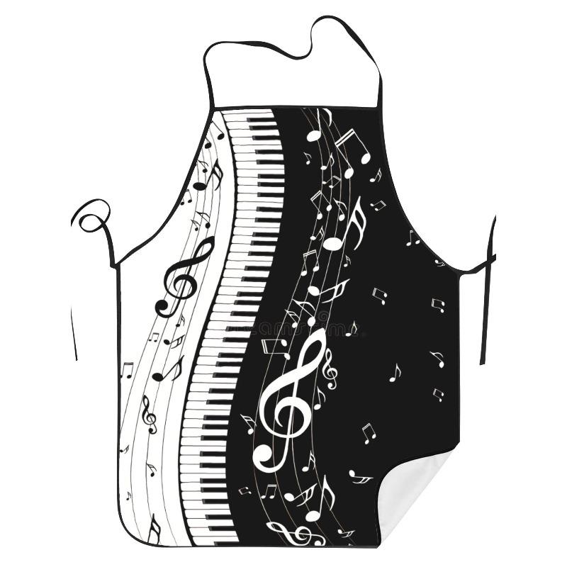 Musical Note Pattern Apron, Unisex Printed Cooking Apron