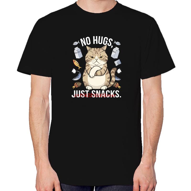 No Hugs Just Snacks Funny Cat Shirts Cute Graphic Tee Summer New In Tops And Tshirts Short Sleeve Tee Unisexs Cotton Tshirt
