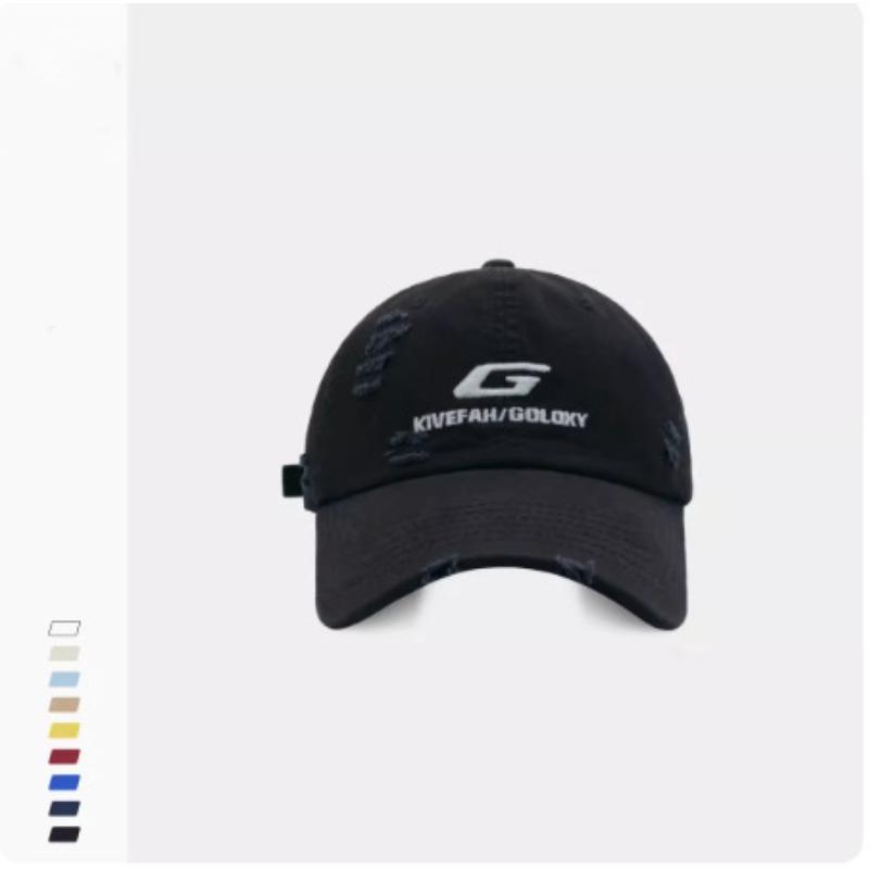New Street made Ripped Hip hop Baseball Cap Men's Korean Version Letter Embroidered Baseball Cap Women's Sun Hat