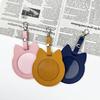PU Leather Card Holder Cat Ear Design Cute Round Badge Reel For Work Office Travel Luggage Keychain Pendant