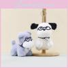 Charming Grey Brown And White Plush Dog Keychain With Glasses For Kids And Adults