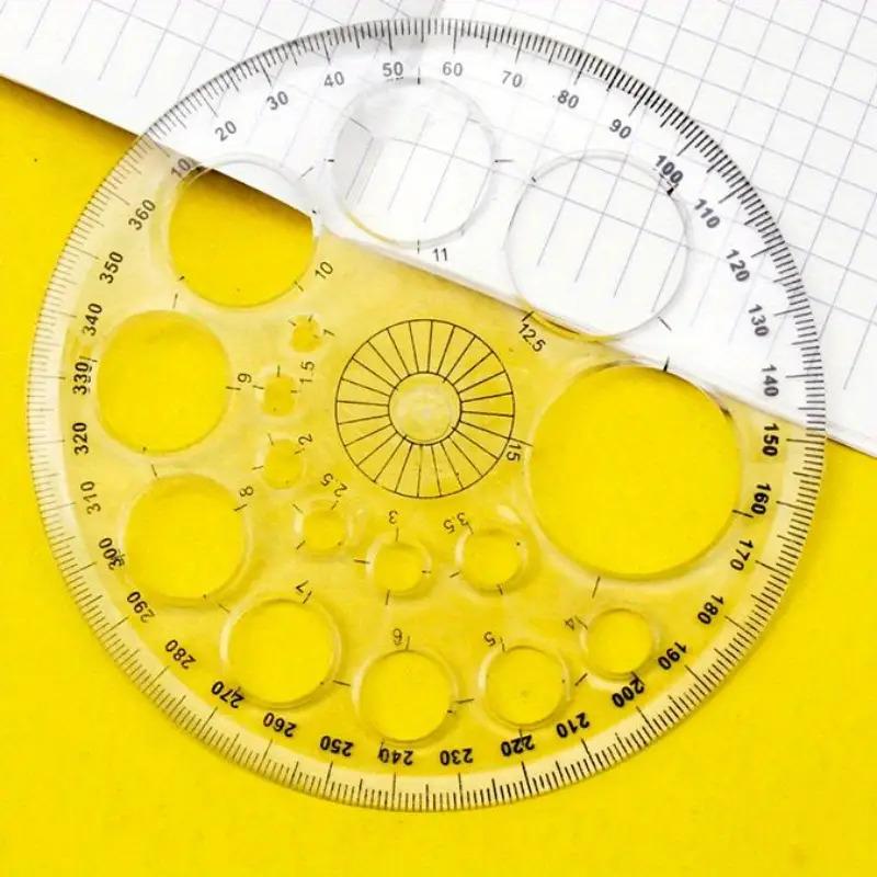 6-Piece Set of 360-Degree Full-Circle Protractors, Geometric Drawing Tool, Large Transparent Circle Protractor, Quick Circle Drawing Tool, udy