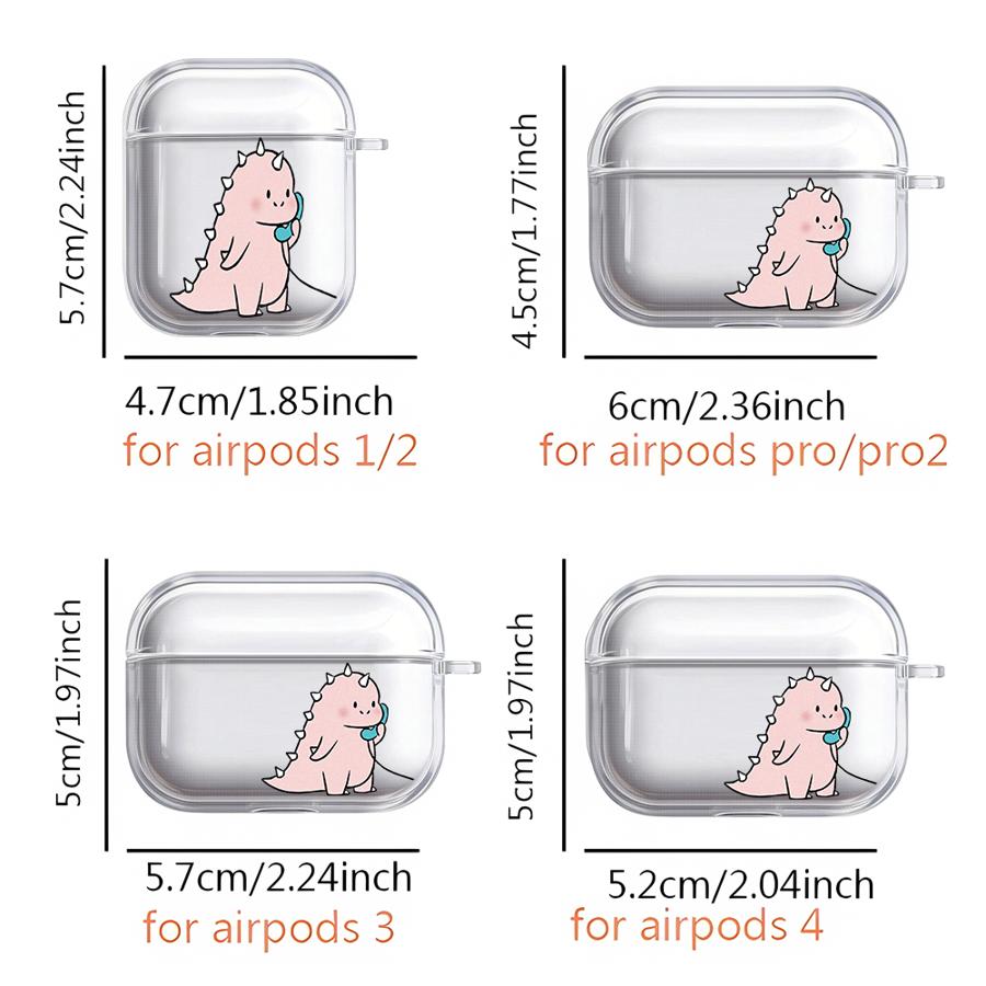 Чехол для наушников Airpods Pro3 Pro 1 4 2 3 Pro2 с изображением пары маленьких динозавров, прозрачный