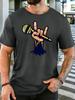 Rock Music Hand Microphone Graphic Unisexs Cotton Crew Neck Short Sleeve Tee Loose Casual Concert Daily Urban Street Wear Male Top