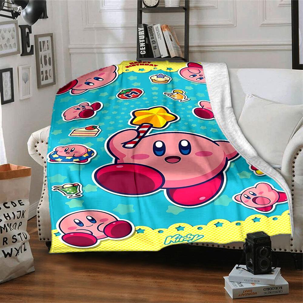 1pc Birthday Kirby Flannel Blanket, Soft Skin Friendly with Digital Printing, Various Sizes Available for Family, Friends, Birthday