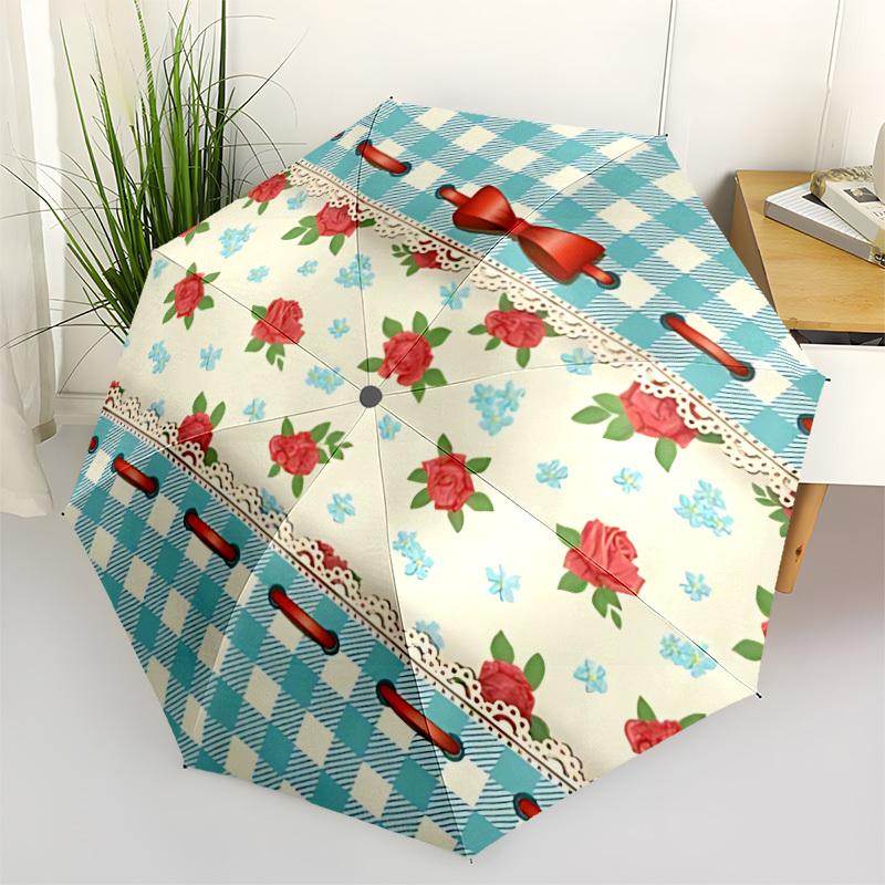 1pc Floral Basket Automatic Opening/Closing Folding Umbrella with 8 Ribs,Portable Sunshade Umbrella Birthday and Holiday gifts yy251231132