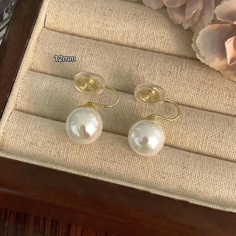 Элегантные круглые серьги с жемчугом Шицзя для женщин — стильный дизайн с клипсами