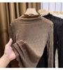 Осенняя женская кружевная прозрачная рубашка с высоким воротником
