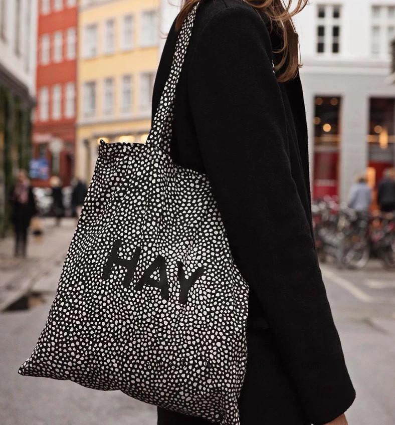 Сумка через плечо из холста корейского блогера – ленивая летняя универсальная сумка для покупок в горошек