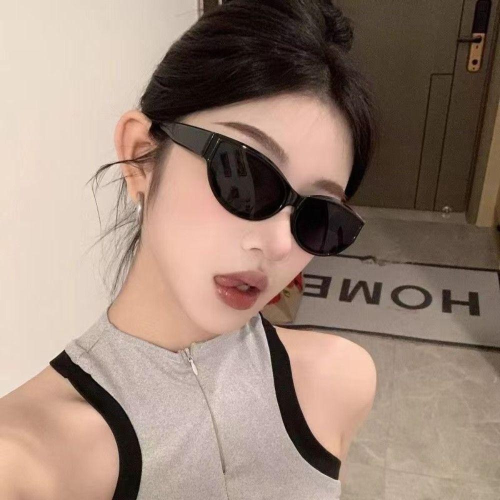 Fashion Cat Eye Sunglasses Vintage Outdoor Oval Frame Sunglasses Sun Shades Glasses Travel Street Style Elliptic Square Eyewear