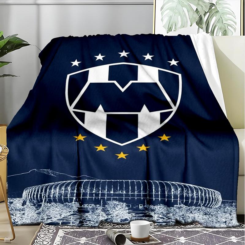 1PC Monter-rey Football Crest Art Printed Soft Flannel Blanket Throw for Adult Bedroom Living Room Sofa Camping Travel Fan gifts Christmas Gifts