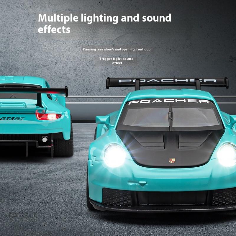 Модель легкосплавного автомобиля Porsche GT3 RS в масштабе 1/32 с инерционным механизмом в стиле ретро, игрушка мечты для любителей гонок, идеально подходит для детей и коллекционеров