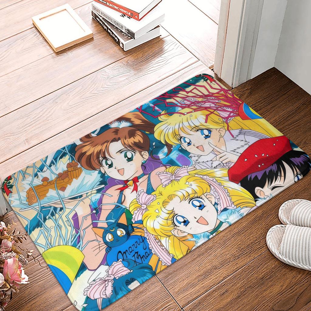 Anime Sailors Moons Luna Cat Doormat Non-Slip Entrance Bath Kitchen Floor Door Mat Bedroom Balcony Carpet Rug