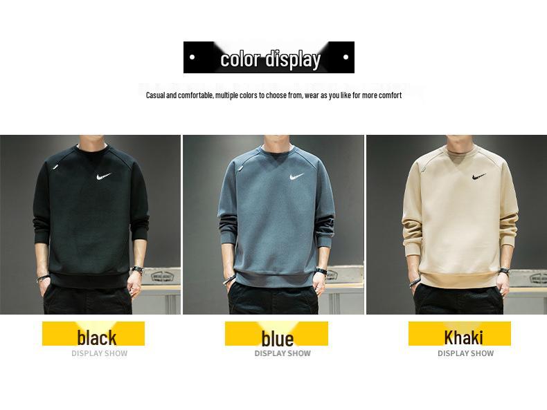 Cross2025 Men's Thermal Fleece Hoodie - Autumn/Winter Plus Size Long Sleeve Casual Base Layer