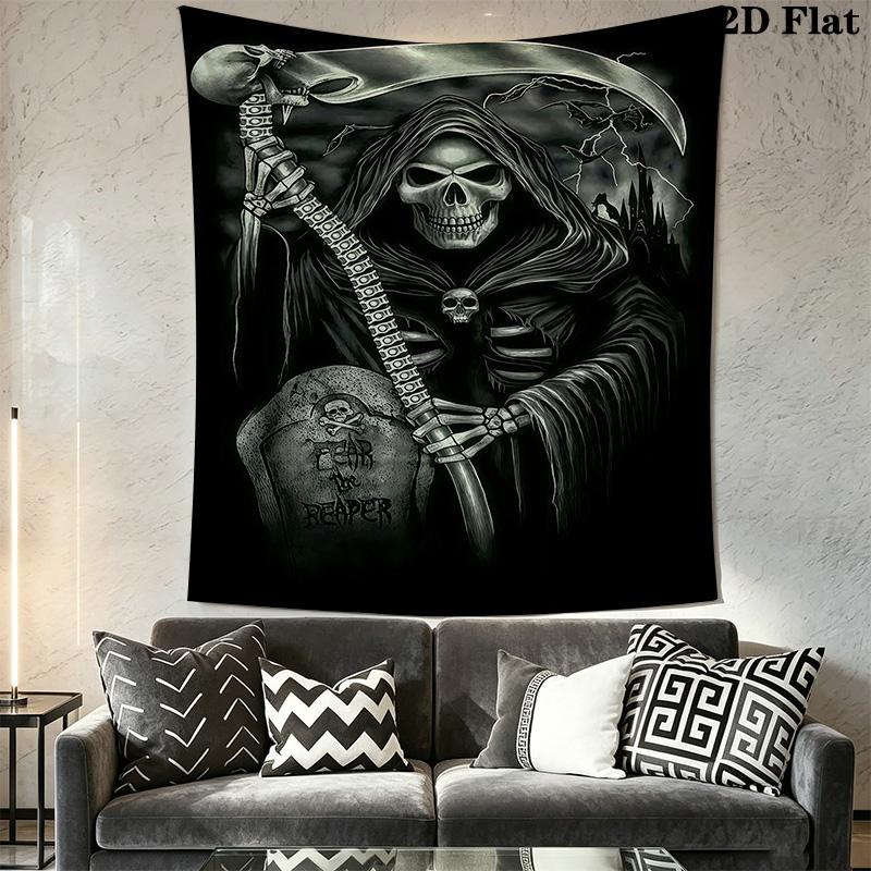 Dark Reaper Fiery Messenger Tapestry Background Cloth Fashion Print Christmas Gift Work Of Art Atmospheric Background Cloth