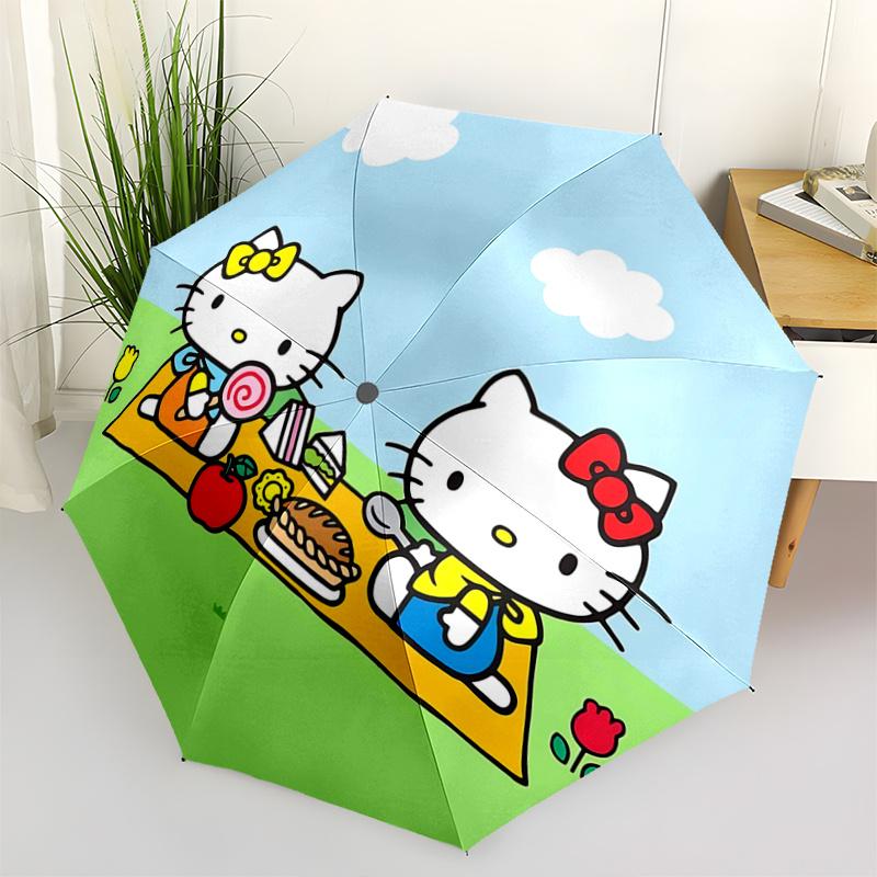 1pc Hello Kitty Picnic with Automatic Opening Umbrella - Portable Folding Design, 8-Rib Iron Frame, Outdoor, Ideal Gift for Fans, Travelers, Daily Use