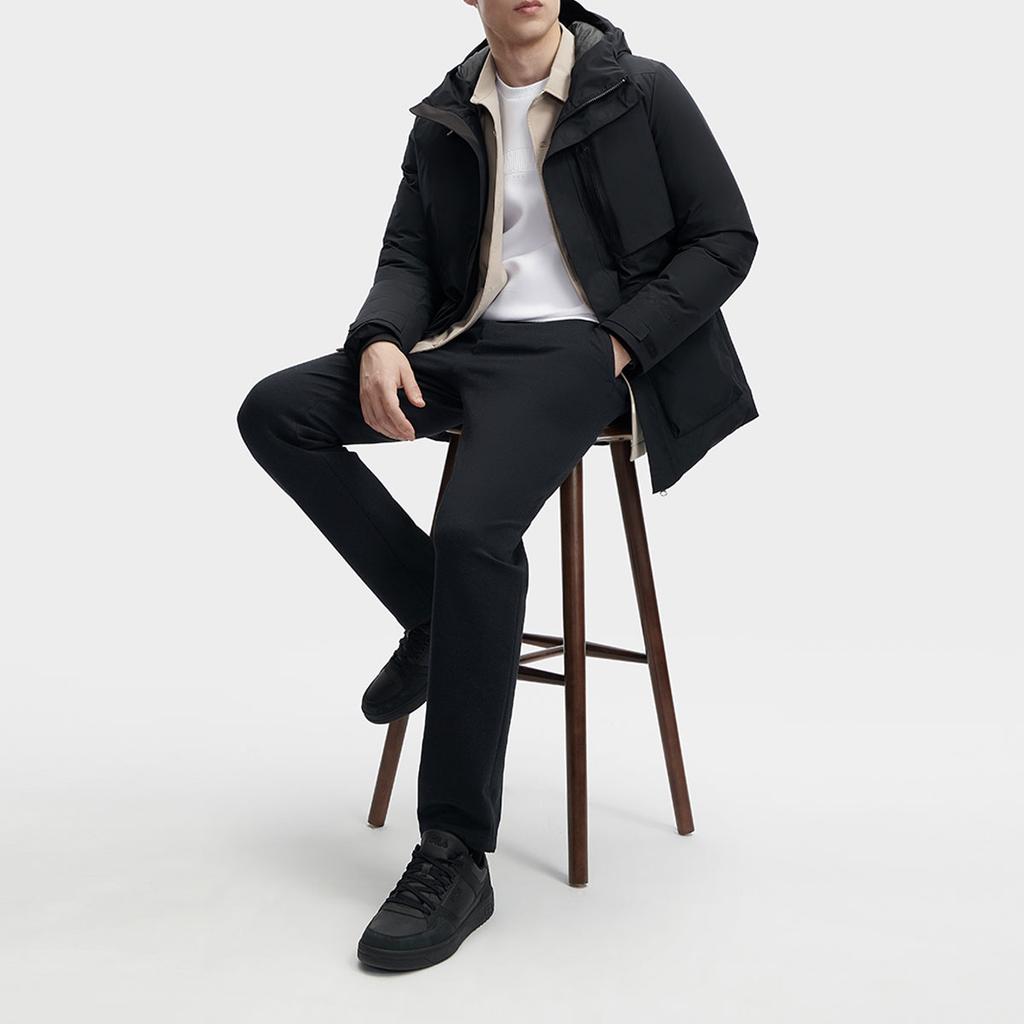 Fila Однотонная повседневная куртка средней длины на пуху мужская верхняя одежда Черная F11M342909F-BK