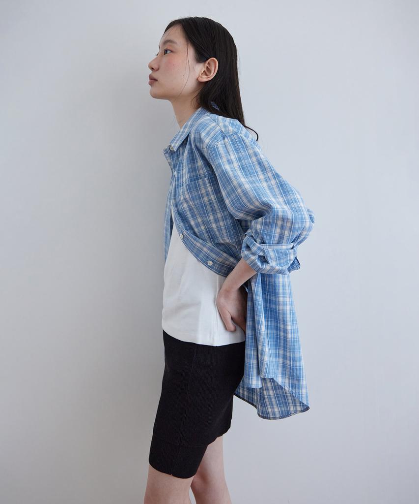 STEP AROUND Soft Cotton Washing Check Shirts_Blue