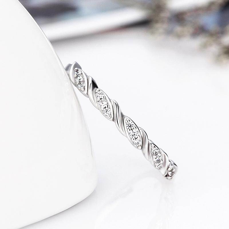 CLUCI Genuine 925 Silver Round Ring Classic Women Wedding Ring Geometric Zircon Jewelry Valentine Gift DR1033SB
