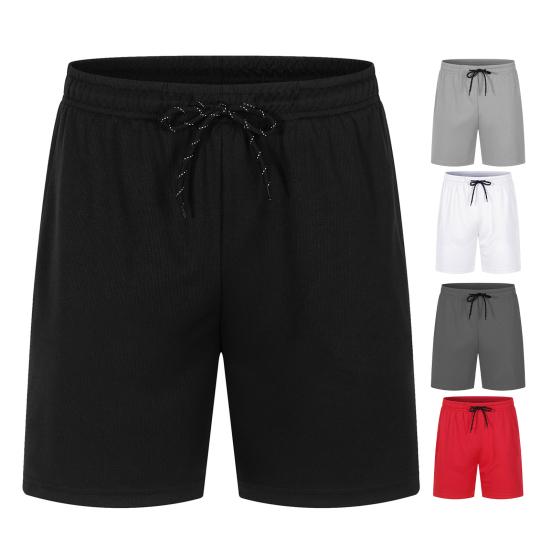 Мужские шорты с эластичной талией, регулируемые на шнурке, широкие шорты с карманами, однотонные пляжные повседневные шорты