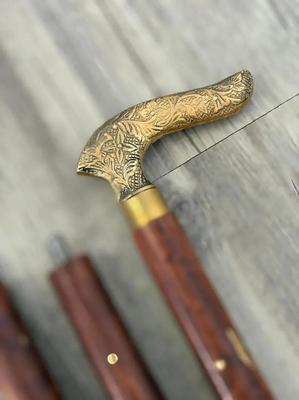 Трость из дерева шишам с латунной рукояткой, коллекционная винтажная трость