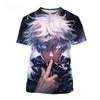 Summer Round Neck 3D Printed Anime "Jujitsu Kaisen" Patterned Top Fashionable Casual Short Sleeved Children's Boy T-shirts