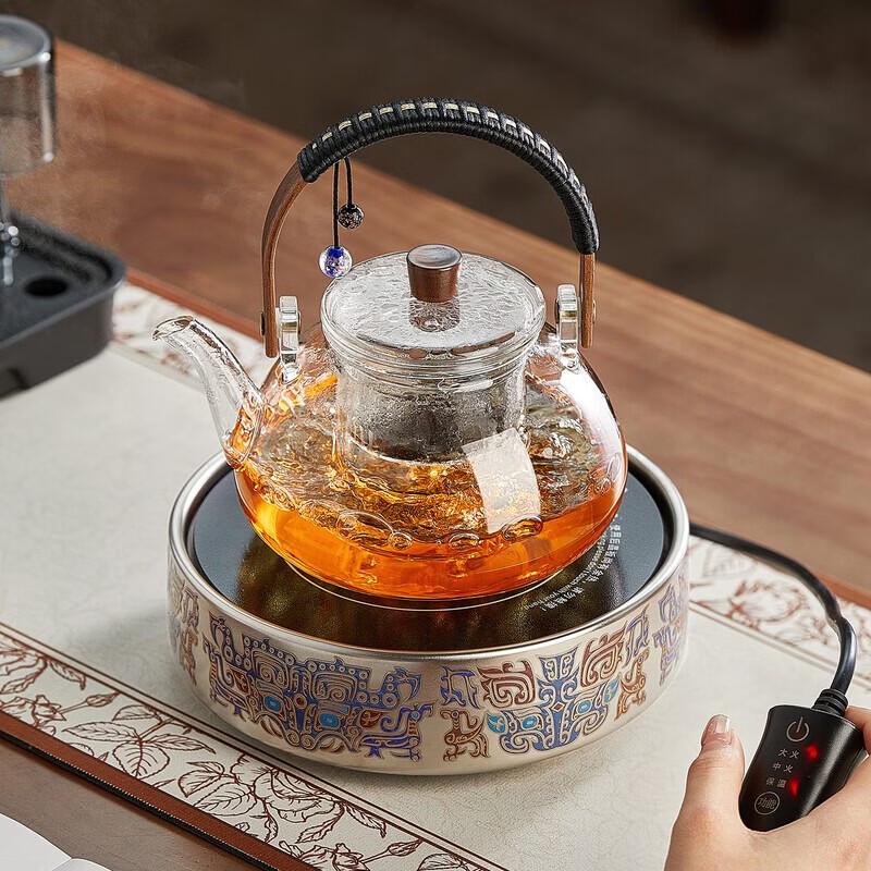 Минималистичный стеклянный чайный набор YIHUTEA с электрической керамической плитой