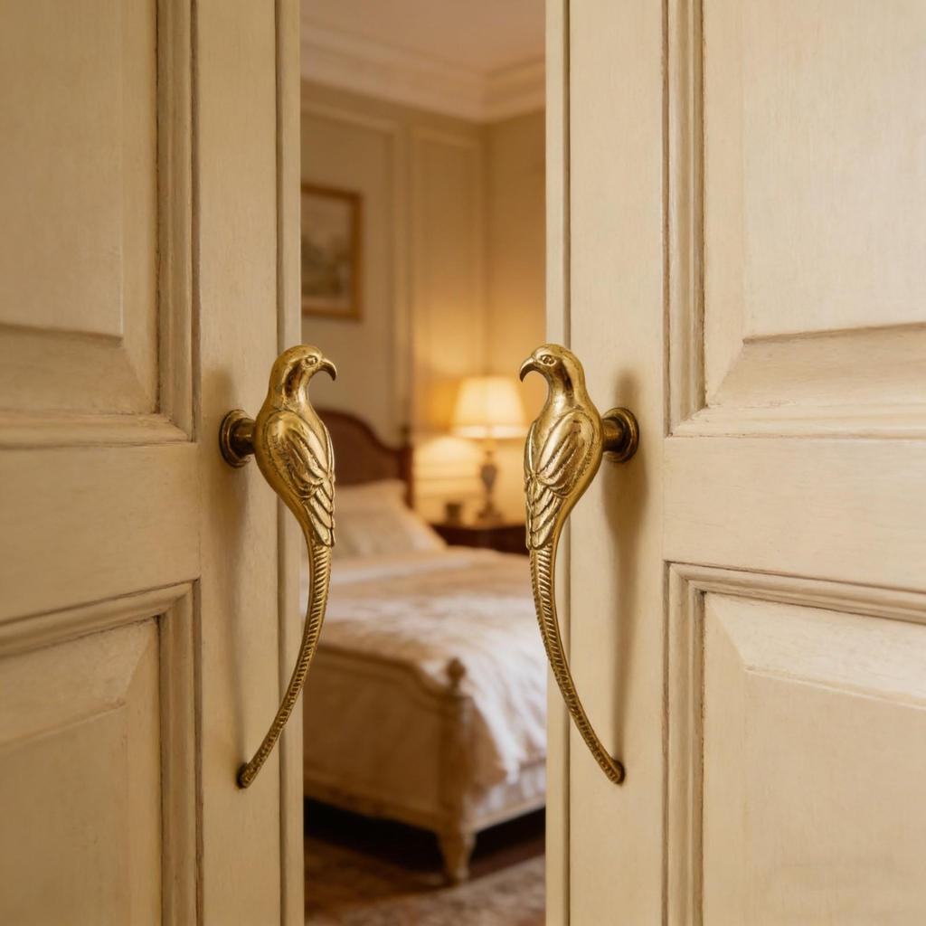 Cabinet Handle with Bird Design Gold-Colored Hardware Sturdy for Wardrobes
