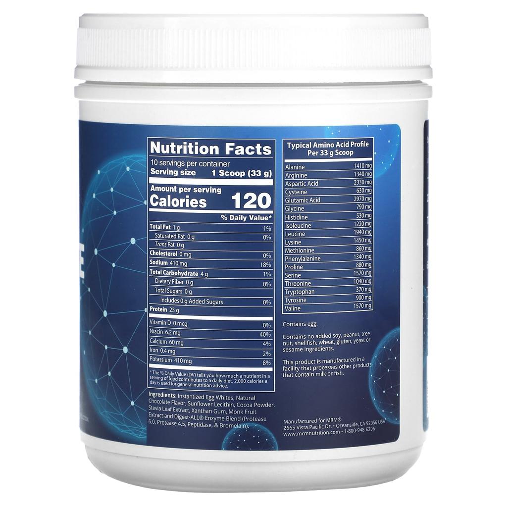 MRM Nutrition Egg White Protein, Chocolate, 12 Oz (340 G)