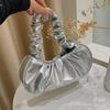 Women's Pleated Cloud PU Leather Shoulder Bag  Solid Color Shoulder Bags  French  Leisure Armpit Bag