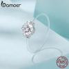Bamoer Invisible Fishing Line Ring 18K Plated White Gold Minimalist Zircon Rings for Women Party Fine Jewelry