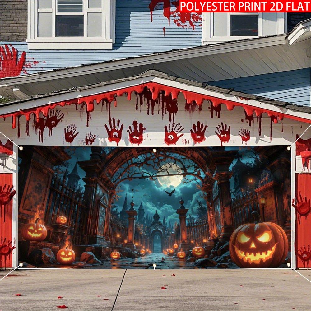 2D banner 1 piece, Halloween Devil Stick Castle and jack-o '-lantern, Halloween and Fall decorations, Halloween decorations