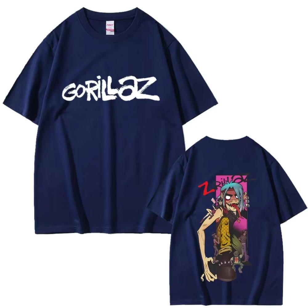 Футболка с принтом группы Gorillaz Мужская Женская Хип-хоп Рок Мода Оверсайз Уличная Мода Женская Высокое Качество Мягкий Хлопок Короткий Рукав Футболка