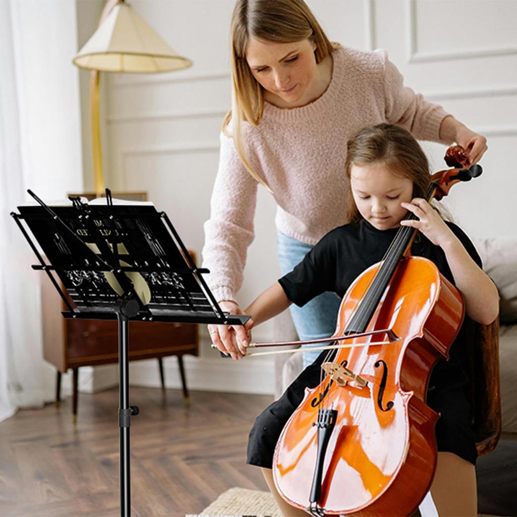 TOPAIM Lightweight Folding Music Stand with Storage Height and Angle Steel Suitable for Live and Recitals Bag, Adjustable, Extendable, Portable,