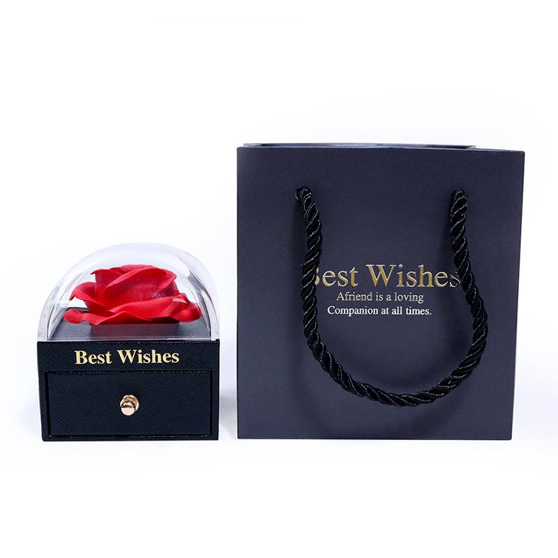 Hot Macarone Arc Acrylic Artificial Timeless Flowers Jewelry Box Romantic Gift Ring Necklace Box Custom Flower Gift Box