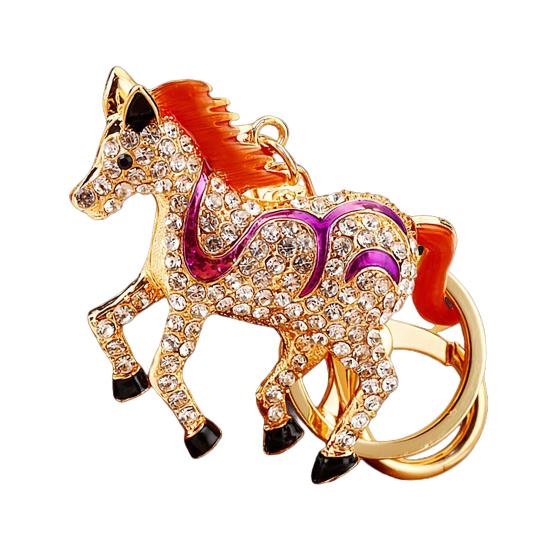 Keychain 2026 Year of Horse Key Chain Shiny Rhinestone Horse Animal Design Keychain Bag Charm Accessory